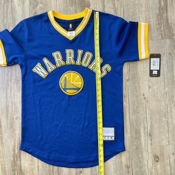 NWT Golden State Warriors NBA Youth Large Mesh Short Sleeves Collection Gold - Picture 5 of 7